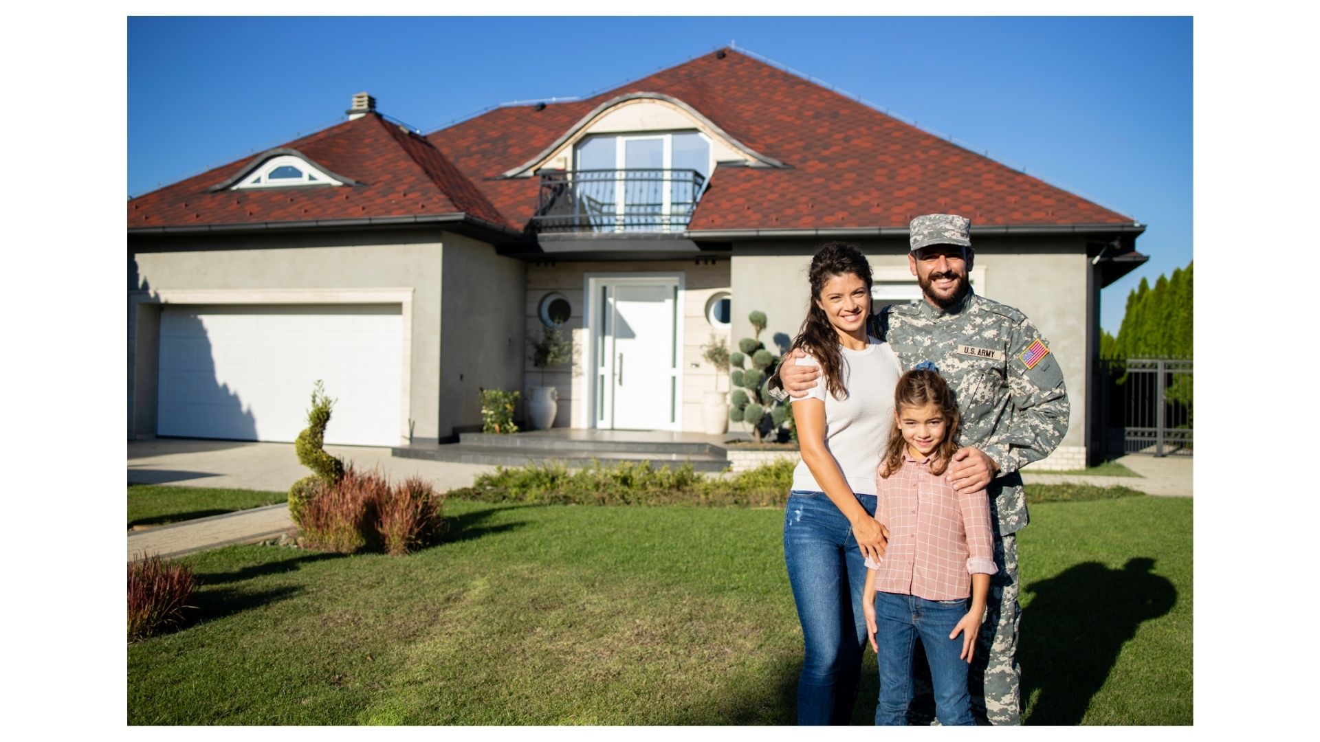 Military family standing in front of their San Antonio home before a PCS move from Lackland AFB